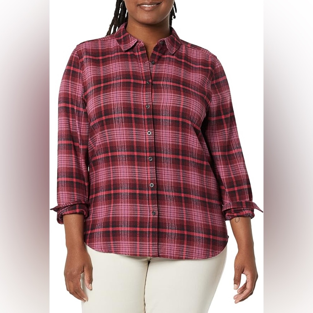 NWT XL Goodthreads Women's Brushed Flannel Drop-Shoulder Long-Sleeve Shirt